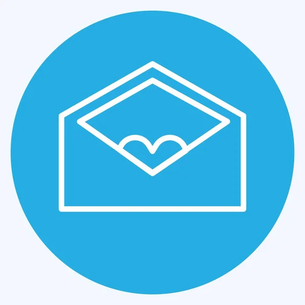Ikona Envelop Nadaje Się Symbolu Ślubu Niebieskie Oczy Prosty Projekt — Wektor stockowy