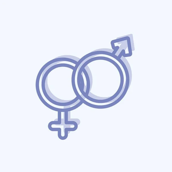 Ikone Männlich Und Weiblich Geeignet Für Hochzeitssymbol Zwei Ton Stil — Stockvektor
