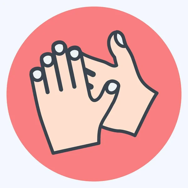 Икона Хлопает Ладоши Подходит Символа Hand Actions Цвет Мат Стиль — стоковый вектор