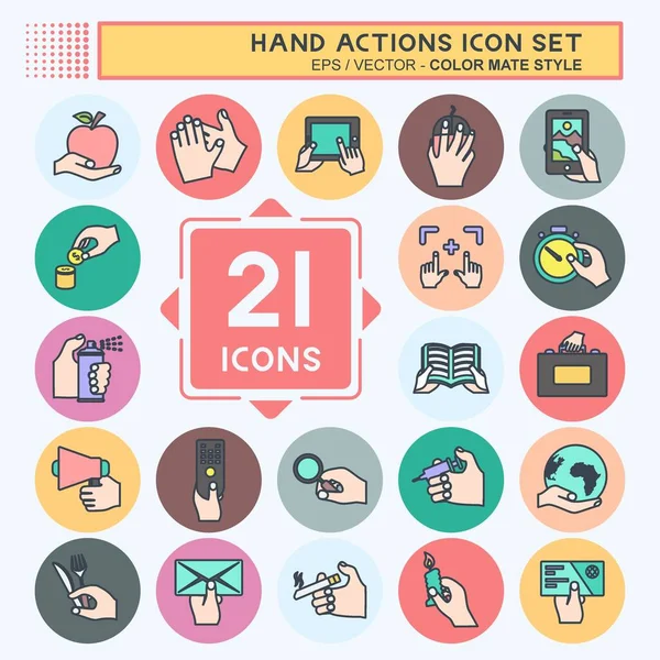 El Eylemleri Simgesi Ayarlandı. Eğitim sembolü için uygun. renk arkadaşı stili. Basit dizayn edilebilir. tasarım şablonu. Basit gösterim