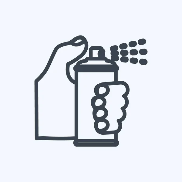 Icon Holding Spray Bottle Suitable Hand Actions Symbol Line Style — стоковый вектор
