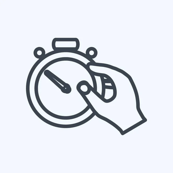 Icon Holding Stopwatch Geschikt Voor Hand Acties Symbool Lijnstijl Eenvoudig — Stockvector