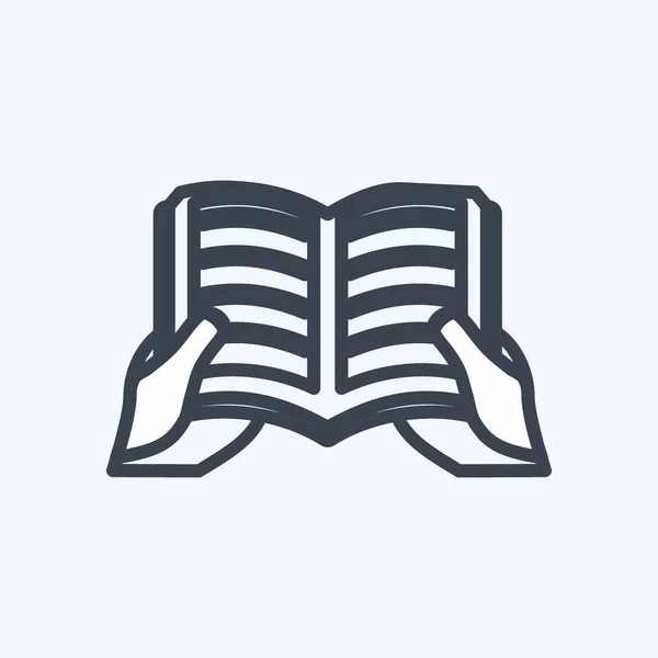 Icon Holding Book Adequado Para Símbolo Ações Mão Estilo Linha —  Vetores de Stock