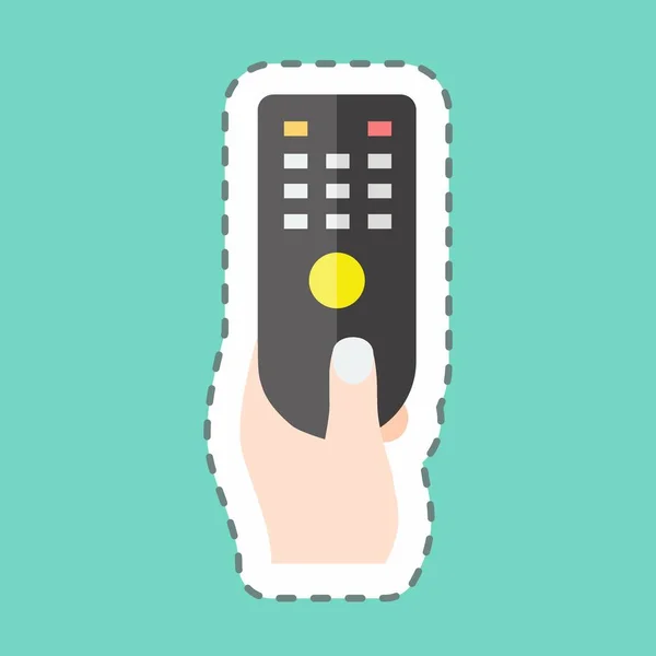 Sticker Line Cut Holding Remote Suitable Hand Actions Symbol Simple — Vector de stock