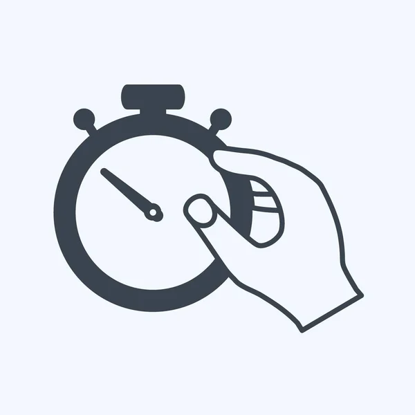 Ikona Trzymająca Stopwatch Nadaje Się Symbolu Działania Rąk Styl Glifowy — Wektor stockowy