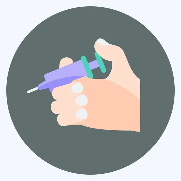 Icon Holding Injectie Geschikt Voor Hand Acties Symbool Vlakke Stijl — Stockvector