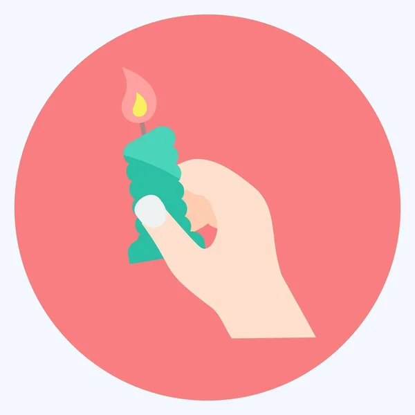 Icon Holding Candle Suitable Hand Actions Symbol Flat Style Simple — Stock Vector