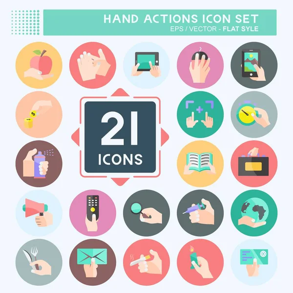 El Eylemleri Simgesi Ayarlandı. Eğitim sembolü için uygun. Düz stil. Basit dizayn edilebilir. tasarım şablonu. Basit gösterim