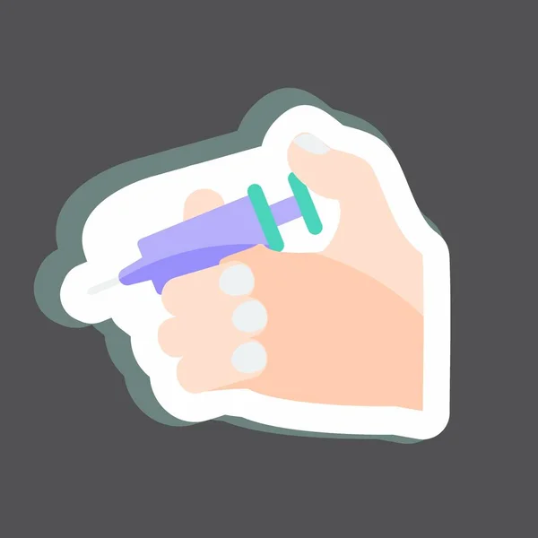 Aufkleber Holding Injection Vorhanden Geeignet Für Handaktionen Symbol Einfaches Design — Stockvektor