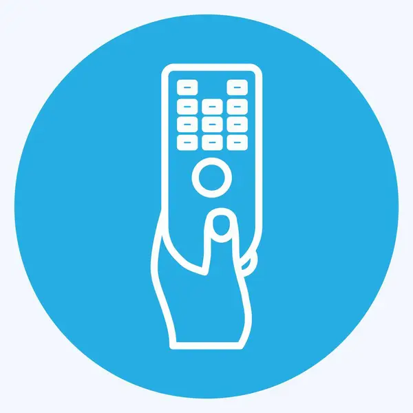 Icon Holding Remote Suitable Hand Actions Symbol Blue Eyes Style — Vector de stock