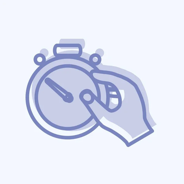 Icon Holding Stopwatch Geschikt Voor Hand Acties Symbool Twee Toonsstijl — Stockvector