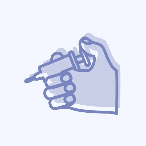 Icon Holding Injection Suitable Hand Actions Symbol Two Tone Style — Vector de stock