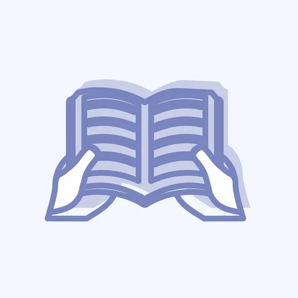Icon Holding Book Adequado Para Símbolo Ações Mão Estilo Dois —  Vetores de Stock