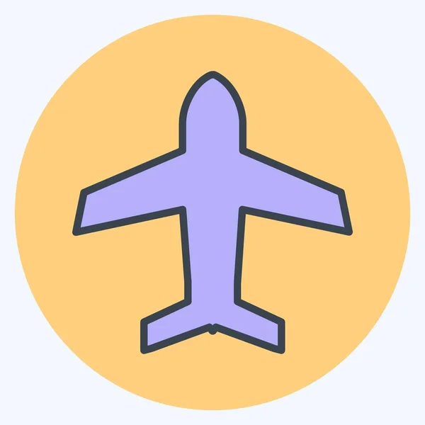 Tryb Ikony Samolotu Nadaje Się Symbolu Aplikacji Mobilnych Styl Kolorystyczny — Wektor stockowy