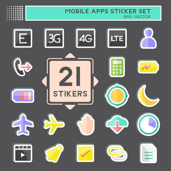 Mobil Uygulamalar Çıkartma Seti. Web Arayüzü sembolü için uygun. Basit dizayn edilebilir. tasarım şablonu. Basit gösterim