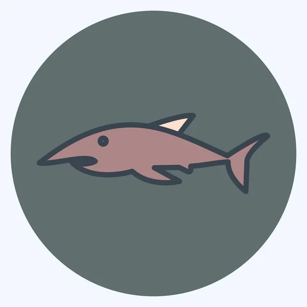 Icon Shark Suitable Sea Symbol Color Mate Style Simple Design — Stock Vector