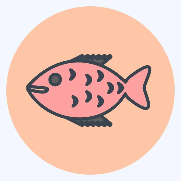 Icon Fish Suitable Sea Symbol Color Mate Style Simple Design — 스톡 벡터
