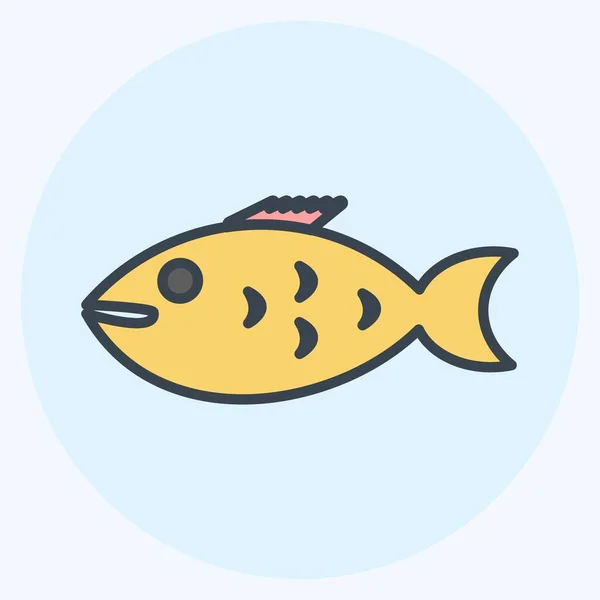 Icon Clown Fish Suitable Sea Symbol Color Mate Style Simple — Vetor de Stock