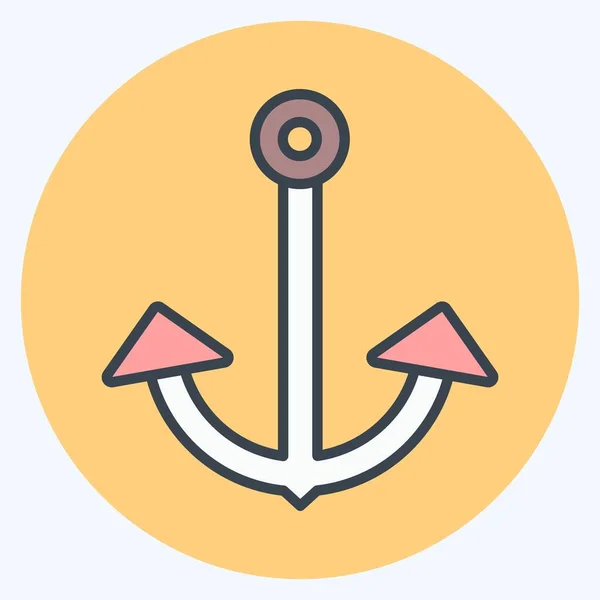 Icon Anchor Suitable Sea Symbol Color Mate Style Simple Design — Image vectorielle