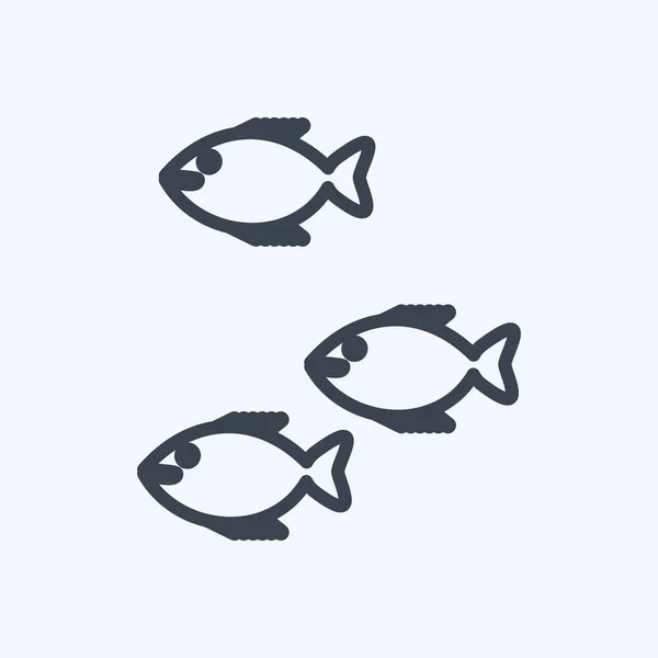 Icon Small Fish Suitable Sea Symbol Line Style Simple Design — Image vectorielle