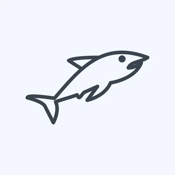 Icon Shark Suitable Sea Symbol Line Style Simple Design Editable — 스톡 벡터