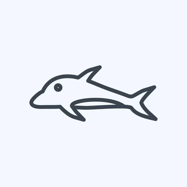 Ikoon Dolfijn Geschikt Voor Sea Symbool Lijnstijl Eenvoudig Ontwerp Bewerkbaar — Stockvector