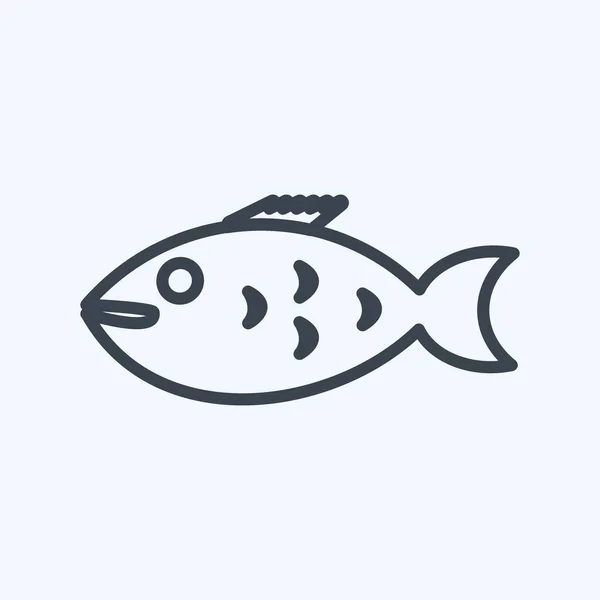 Icon Clown Fish Suitable Sea Symbol Line Style Simple Design — Vetor de Stock