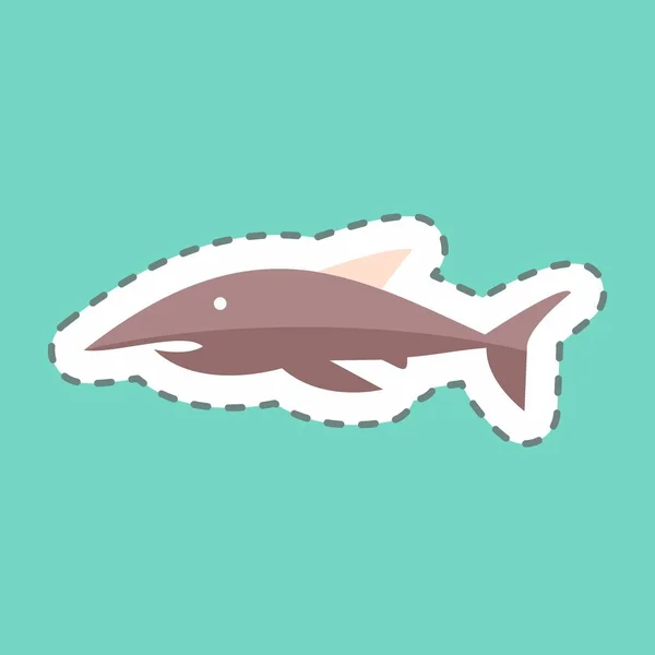 Sticker Lijn Gesneden Haai Geschikt Voor Sea Symbool Eenvoudig Ontwerp — Stockvector