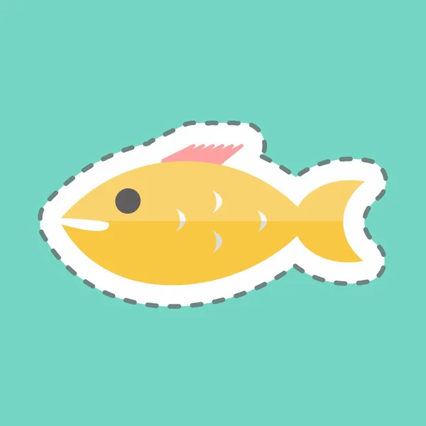 Sticker Line Cut Clown Fish Suitable Sea Symbol Simple Design — стоковый вектор