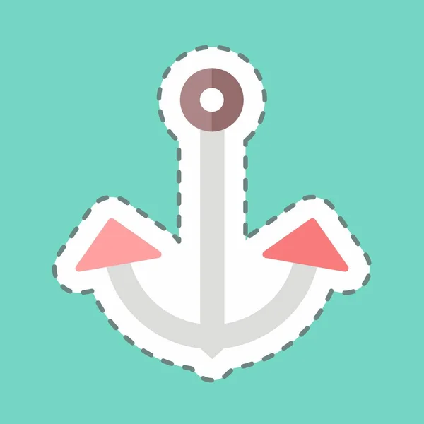 Sticker Line Cut Anchor Suitable Sea Symbol Simple Design Editable — Vector de stock