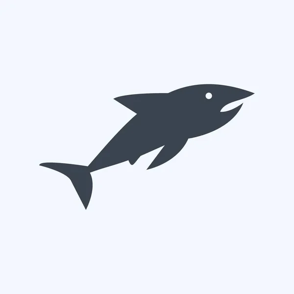 Icon Shark Vhodné Pro Symbol Moře Styl Glyfu Jednoduchý Design — Stockový vektor