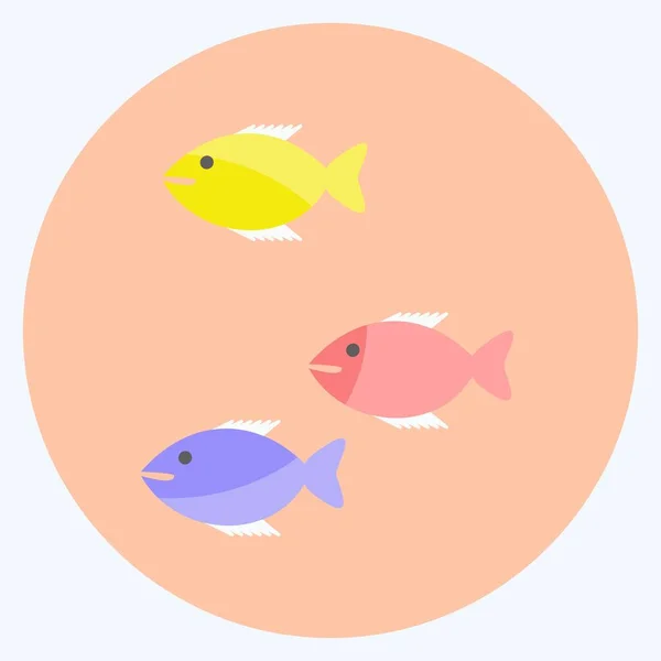 Εικονίδιο Μικρό Ψάρι Κατάλληλο Για Σύμβολο Της Θάλασσας Επίπεδο Στυλ — Διανυσματικό Αρχείο