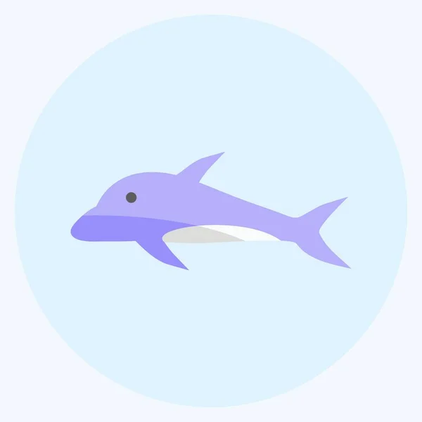 Icon Dolphin Suitable Sea Symbol Flat Style Simple Design Editable — ストックベクタ