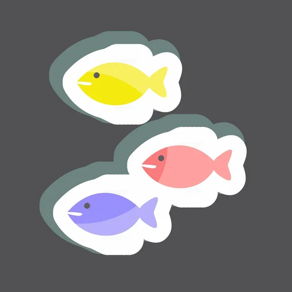 Sticker Small Fish Suitable Sea Symbol Simple Design Editable Design — стоковый вектор