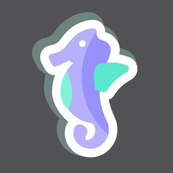 Sticker Sea Horse Suitable Sea Symbol Simple Design Editable Design — Stock Vector
