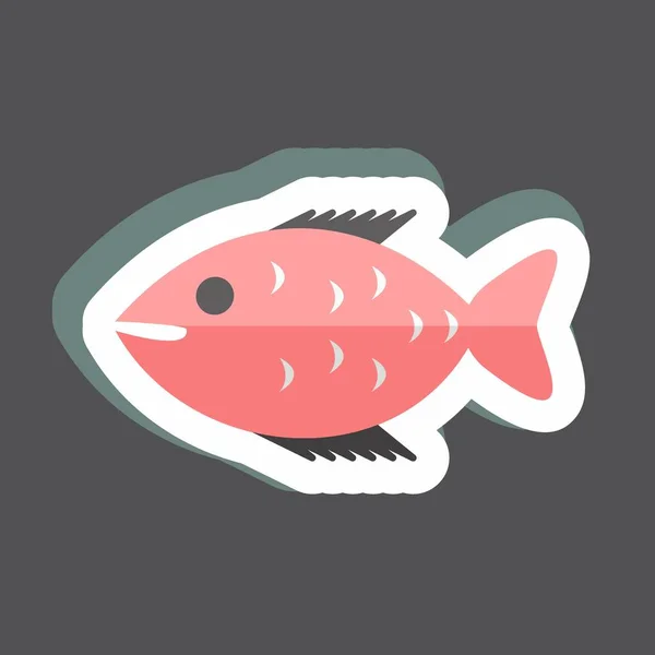 Sticker Fish Suitable Sea Symbol Simple Design Editable Design Template — Vetor de Stock