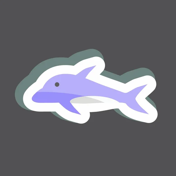 Samolepka Delfín Vhodný Pro Symbol Moře Jednoduchý Design Upravitelný Vektor — Stockový vektor