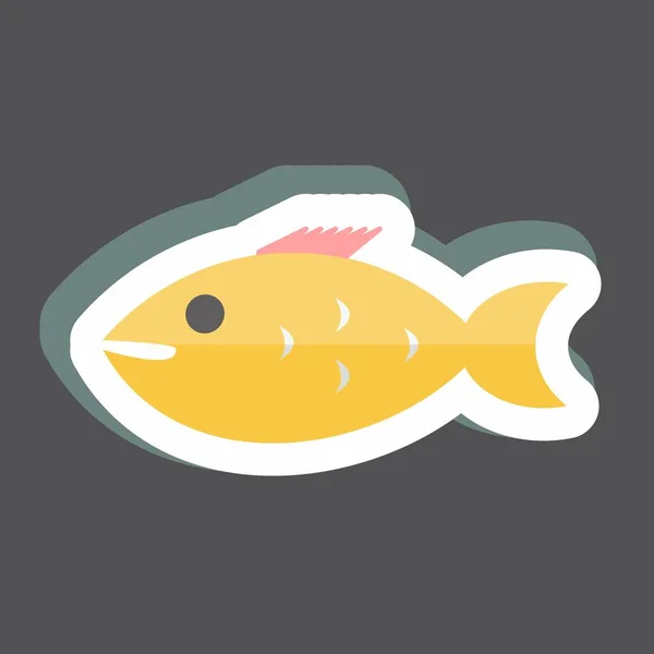 Sticker Clown Fish Suitable Sea Symbol Simple Design Editable Design — Vetor de Stock