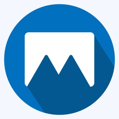 Simge Panorama. Fotoğraf düzenleme sembolü için uygun. Uzun gölge tarzı. Basit dizayn edilebilir. tasarım şablonu. Basit gösterim