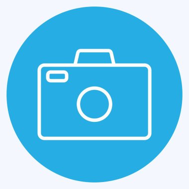 Simge kamerası. Fotoğraf düzenleme sembolü için uygun. Mavi gözlü. Basit dizayn edilebilir. tasarım şablonu. Basit gösterim