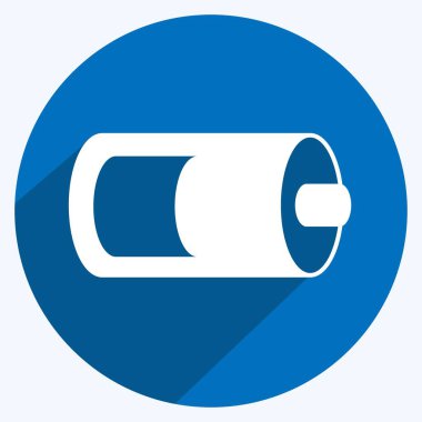 Simge Yarısı Batarya. Web Arayüzü sembolü için uygun. Uzun gölge tarzı. Basit dizayn edilebilir. tasarım şablonu. Basit gösterim