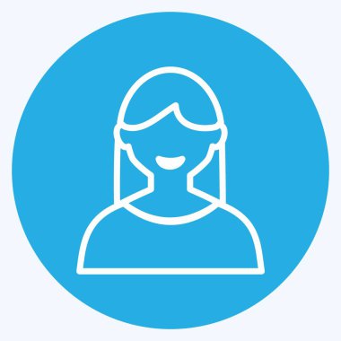 Simge Kadın Kullanıcı. Web Arayüzü sembolü için uygun. Mavi gözlü. Basit dizayn edilebilir. tasarım şablonu. Basit gösterim