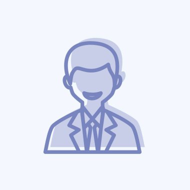 Simge Erkek Kullanıcı. Web Arayüzü sembolü için uygun. İki ton stili. Basit dizayn edilebilir. tasarım şablonu. Basit gösterim