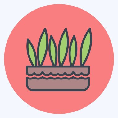 Simge Çim Çömleği. Bahçe sembolü için uygun. renk arkadaşı stili. Basit dizayn edilebilir. tasarım şablonu. Basit gösterim