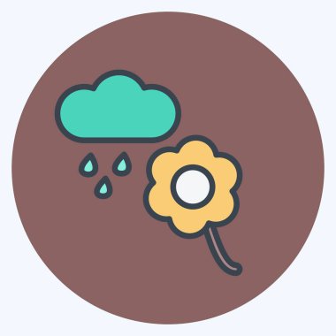 Yağmurlu ikon çiçek. Bahçe sembolü için uygun. renk arkadaşı stili. Basit dizayn edilebilir. tasarım şablonu. Basit gösterim