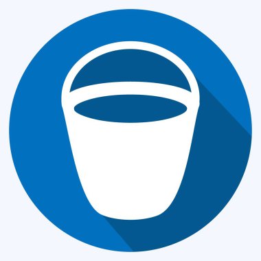 Simge Su Kovası. Bahçe sembolü için uygun. Uzun gölge tarzı. Basit dizayn edilebilir. tasarım şablonu. Basit gösterim