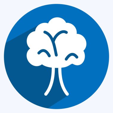 Simge ağacı. Bahçe sembolü için uygun. Uzun gölge tarzı. Basit dizayn edilebilir. tasarım şablonu. Basit gösterim