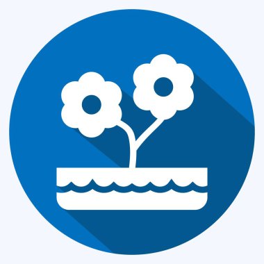 Simge saksısı. Bahçe sembolü için uygun. Uzun gölge tarzı. Basit dizayn edilebilir. tasarım şablonu. Basit gösterim