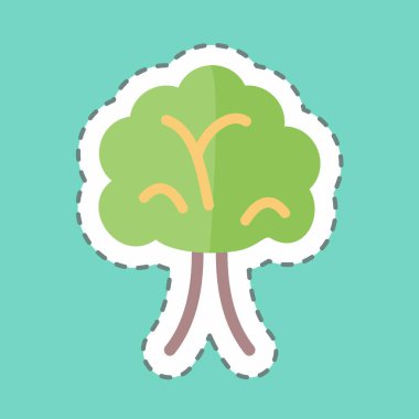 Çıkartma çizgisi Tree 'yi kesti. Bahçe sembolü için uygun. Basit dizayn edilebilir. tasarım şablonu. Basit gösterim