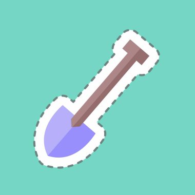 Çıkartma çizgisi El Küreği 'ni kesti. Bahçe sembolü için uygun. Basit dizayn edilebilir. tasarım şablonu. Basit gösterim